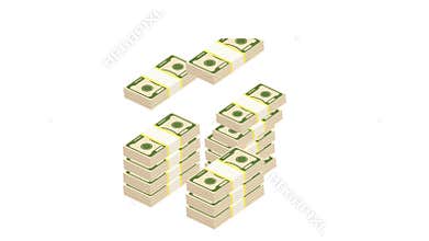 Wads of money fall on top of the pile.