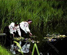 People celebrate holiday of Ivana Kupala on natural nature