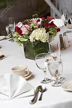 Dining table set for a wedding or corporate event