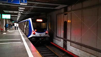Subway at Aviatorilor Metro Station in Bucharest, Romania
