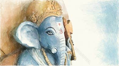 Art drawing color of beautiful ganesha statue