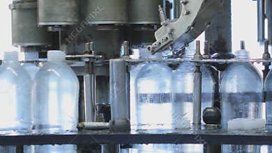 Production line for the production and bottling of carbonated beverages. Factory for the production of mineral water and
