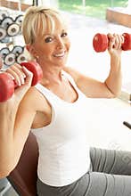 Senior Woman Working With Weights