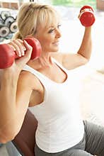 Senior Woman Working With Weights