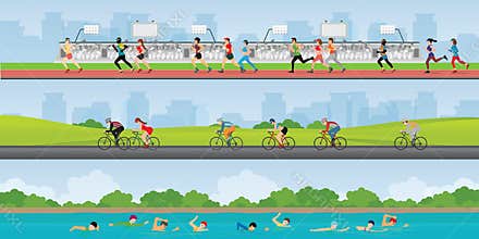 Triathlon marathon sport competition race