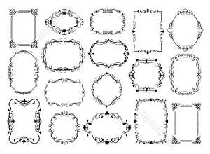 Vintage frames. Antique ornamental wedding borders, vector decorative floral frames for poster, logo, invitation card or