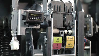 The electrician switch on the circuit breakers and starts the system high voltage. Part of high-voltage substation with