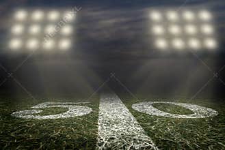 Friday Night Lights Football Game on Football field fifty yard line background