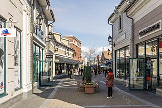 RICHMOND, CANADA - APRIL 10, 2019: outlet mall McArthurGlen Designer Outlet Vancouver Airport with famous brands