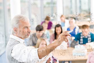 Math at high school - students with professor