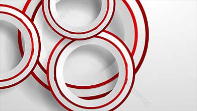 Abstract geometric video animation with grey and red paper circles