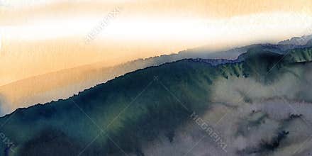 Beautiful colorful watercolor texture dark background, blue color, aquarelle abstract painting, hand drawn watercolour