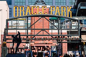 Nov 2, 2019 San Francisco / CA / USA - Oracle Park, O`Doul Gate, home of the San Francisco Giants