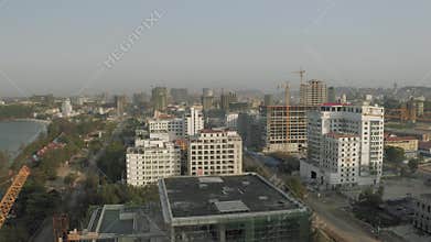 Construction Crane and building process TIMELAPSE in Cambodia Sihanoukville city