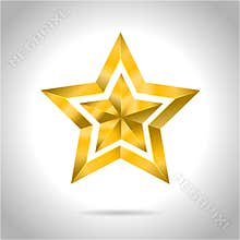 Gold red star vector illustration 3D art symbol christmas