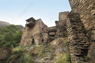 Walls of towers in Shatili village, Georgia