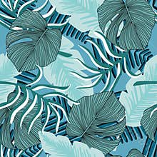 Exotic hawaiian plant seamless pattern. Leaf wallpaper. Tropical pattern, palm leaves