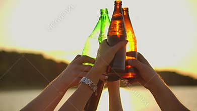 Clink beer on the summer party