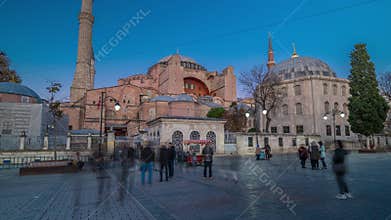 Hagia Sophia day to night timelapse hyperlapse , Istanbul, Turkey