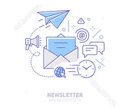 Newsletter - Email marketing concept line design style icon.