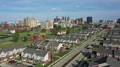 Residential area in Detroit Michigan Aerial view