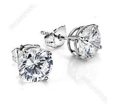 Big Diamond Earrings on White Background