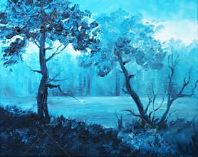 Oil Painting on Canvas - Indigo Landscape