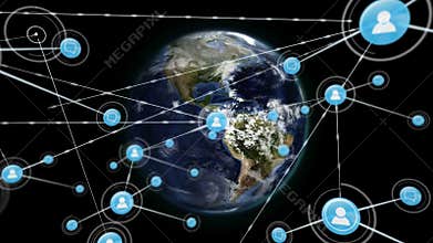 Connectors moving and digital data with digital globe