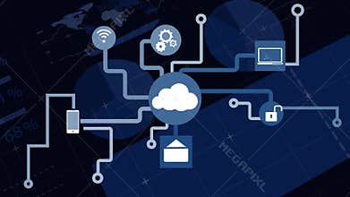 Animation of network of connections cloud computing