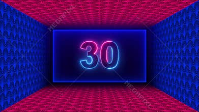 60 Seconds Countdown Rectangle Neon Light Style Inside Red And Blue Shiny Lights Artistic Texture Rectangle Geometric Space Tunnel