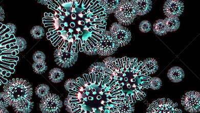 China corona virus outbreak under microscope shows covid 19 cells - 3d animation