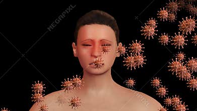 Woman being infected with the 2019-nCov coronavirus that causes severe pneumonia