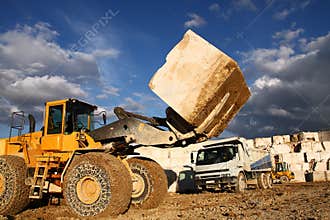 Buldozer in quarry