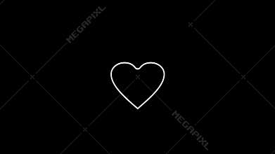 Animation of outline white heart jumping on black background, Design elements for Valentine day.