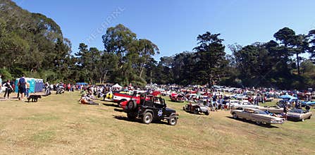 Carfest in park featuring all sorts of cars