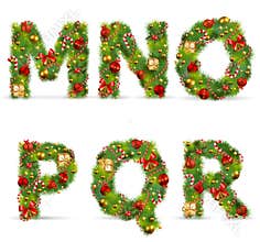 MNOPQR, christmas tree font