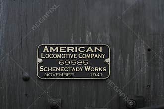 Big Boy 4014 in Ellsworth Kansas USA  closeup of Date Manufactured.