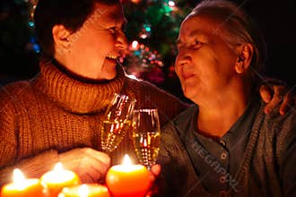 Senior Lady Celebrating New Year
