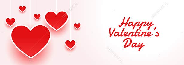 Happy valentines day atractive banner with hearts