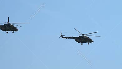 Military Helicopters In The Sky