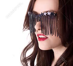 stylish woman in creative glasses
