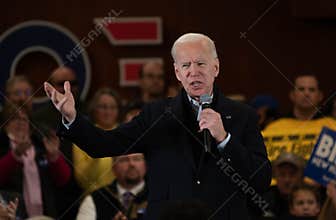 Former Vice President Joe Biden campaigns in Hampton, New Hampshire, USA, on Feb. 9, 2020, during the presidential primary.