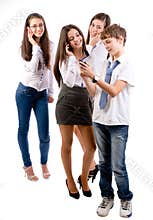 Teens using mobile phones