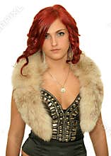 A girl in a fur collar