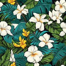 Generative AI Beach cheerful seamless pattern-