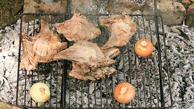 Pork chops on barbecue