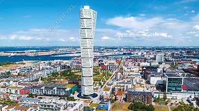 Beautiful timelapse of the Turning Torso skyscraper in Malmo