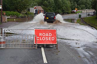 Driving through flood