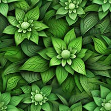 Generative AI Abstract green floral camouflage-