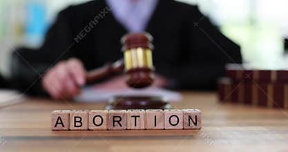 Word abortion and judge with gavel